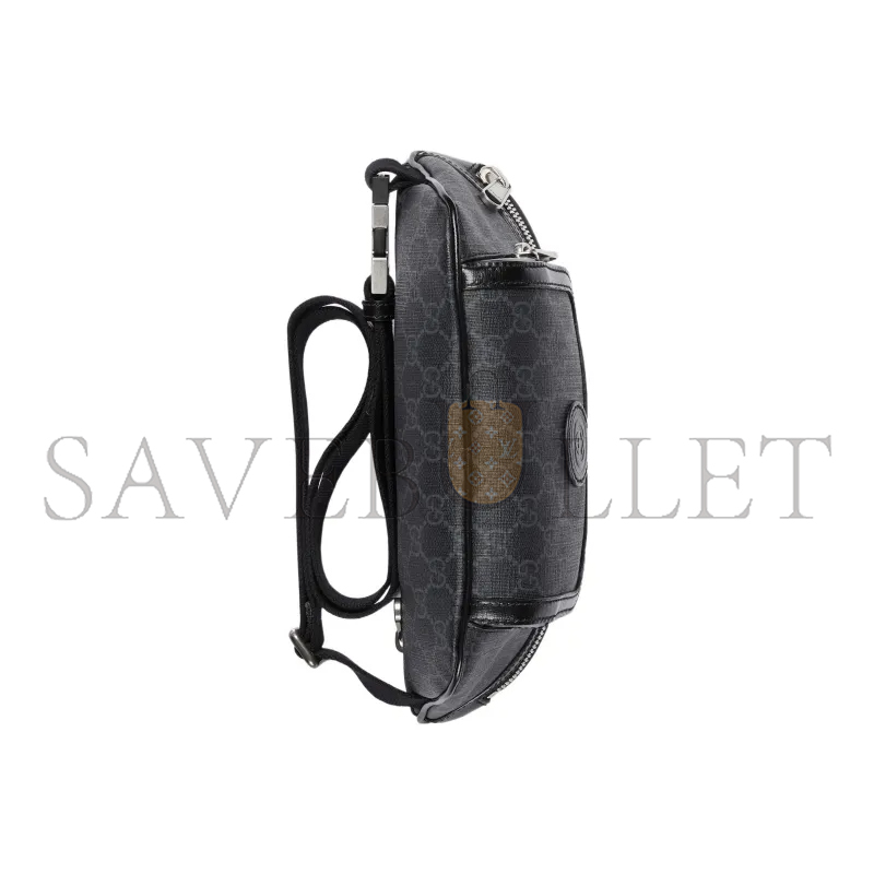 GUCCI GG LARGE CANVAS WITH LEATHER TRIM FANNY 733240 (22*15*4cm)